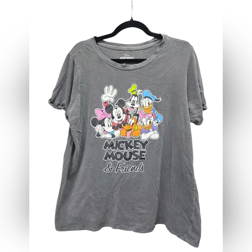Disney Mickey Mouse & Friends Graphic T-Shirt Gray Cotton Size 0‎ XL 41525060